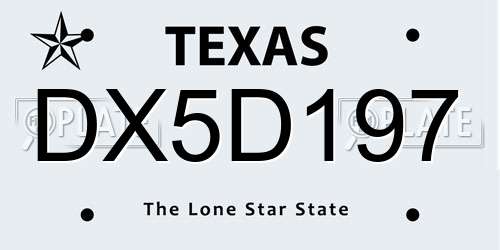 DX5D197 Texas License Plate