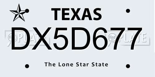 DX5D677 Texas License Plate