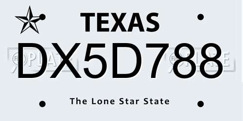DX5D788 Texas License Plate