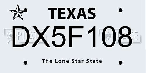 DX5F108 Texas License Plate