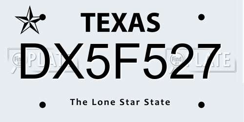 DX5F527 Texas License Plate