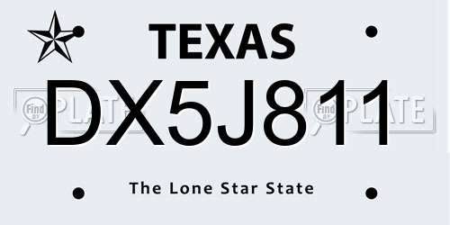 DX5J811 Texas License Plate