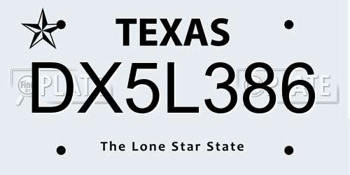 DX5L386 Texas License Plate
