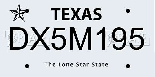 DX5M195 Texas License Plate