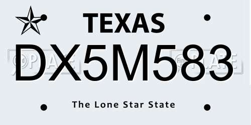 DX5M583 Texas License Plate