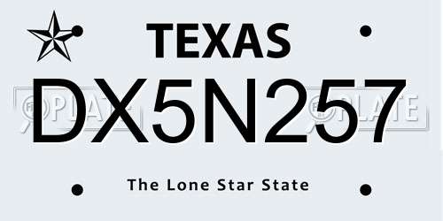 DX5N257 Texas License Plate