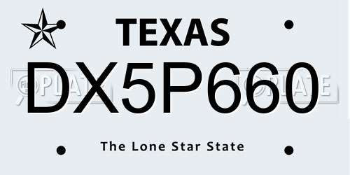 DX5P660 Texas License Plate