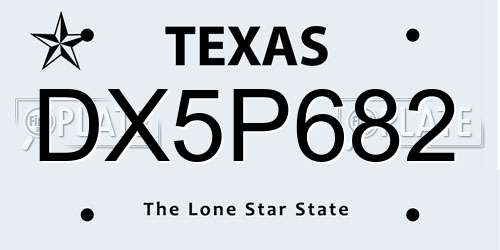 DX5P682 Texas License Plate