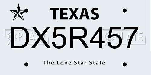 DX5R457 Texas License Plate