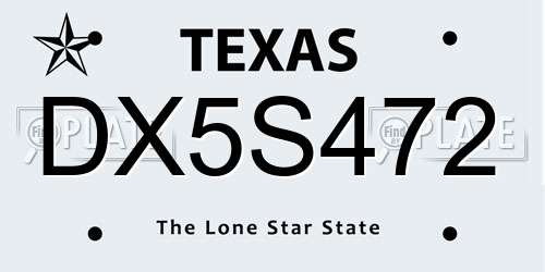DX5S472 Texas License Plate