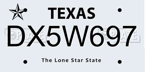 DX5W697 Texas License Plate