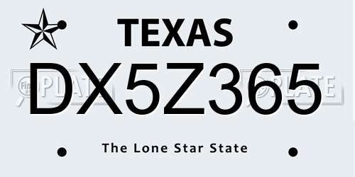 DX5Z365 Texas License Plate