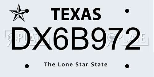 DX6B972 Texas License Plate