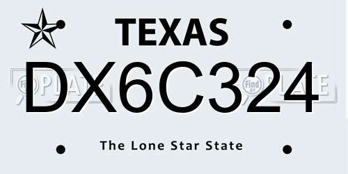 DX6C324 Texas License Plate