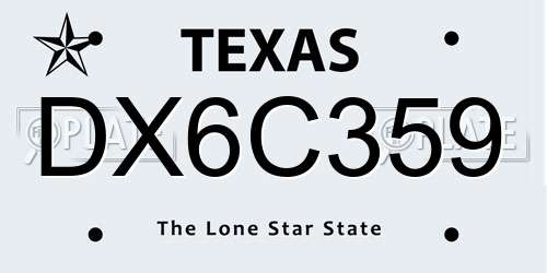 DX6C359 Texas License Plate