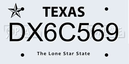 DX6C569 Texas License Plate