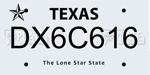 DX6C616 Texas License Plate