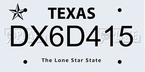 DX6D415 Texas License Plate