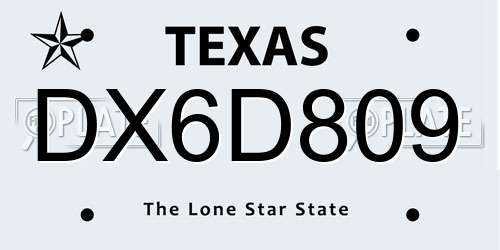 DX6D809 Texas License Plate
