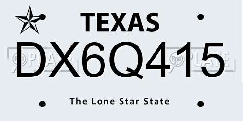 DX6Q415 Texas License Plate