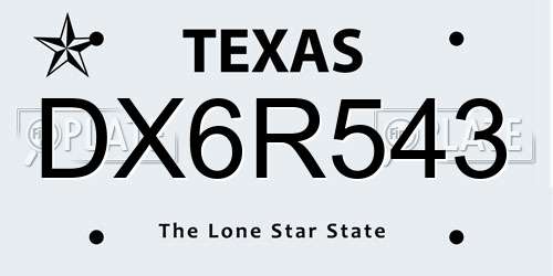 DX6R543 Texas License Plate