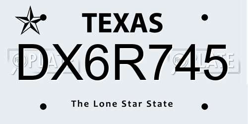 DX6R745 Texas License Plate