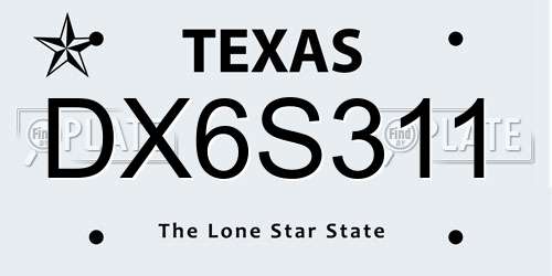 DX6S311 Texas License Plate