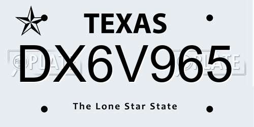 DX6V965 Texas License Plate