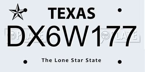 DX6W177 Texas License Plate