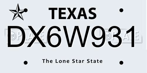 DX6W931 Texas License Plate