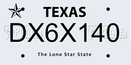 DX6X140 Texas License Plate