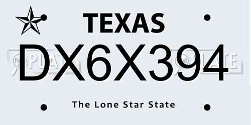 DX6X394 Texas License Plate