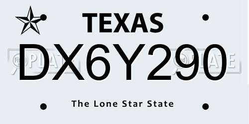 DX6Y290 Texas License Plate