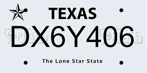 DX6Y406 Texas License Plate