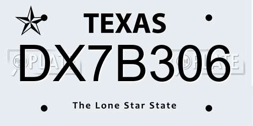 DX7B306 Texas License Plate