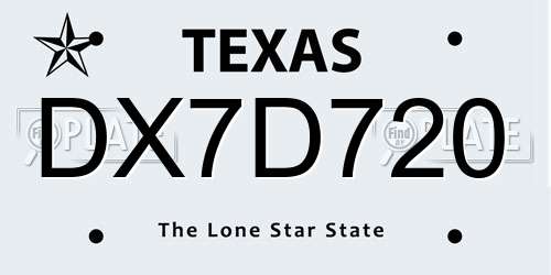 DX7D720 Texas License Plate