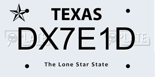 DX7E1D Texas License Plate