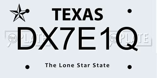 DX7E1Q Texas License Plate