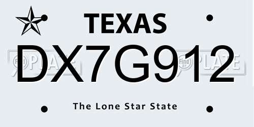 DX7G912 Texas License Plate