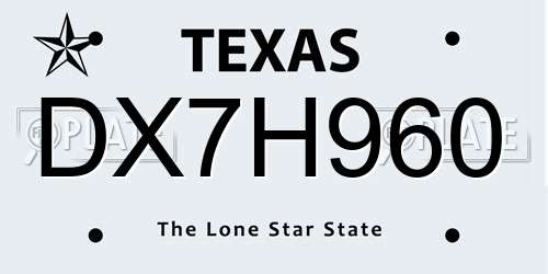 DX7H960 Texas License Plate