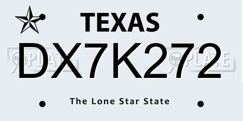 DX7K272 Texas License Plate