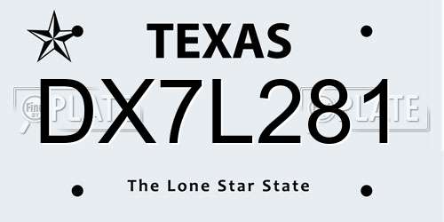 DX7L281 Texas License Plate