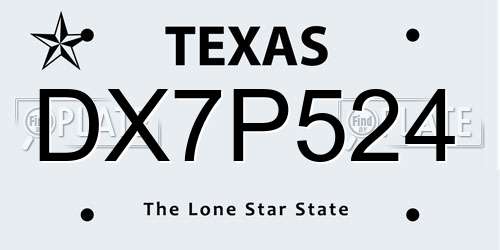 DX7P524 Texas License Plate