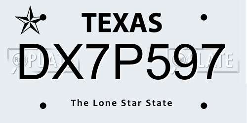 DX7P597 Texas License Plate