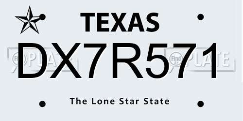 DX7R571 Texas License Plate