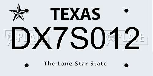 DX7S012 Texas License Plate