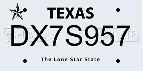 DX7S957 Texas License Plate