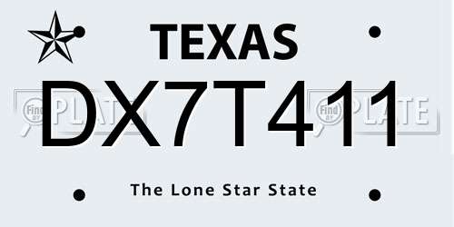 DX7T411 Texas License Plate