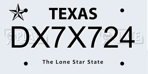 DX7X724 Texas License Plate