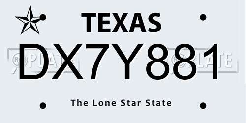 DX7Y881 Texas License Plate